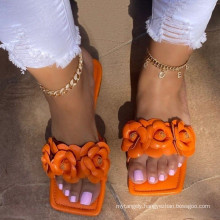 Fashionable Flower PU Summer Sandals For Women Slipper Woman Sandals